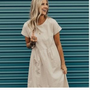 Roolee Lucas pinstripe striped modest dress